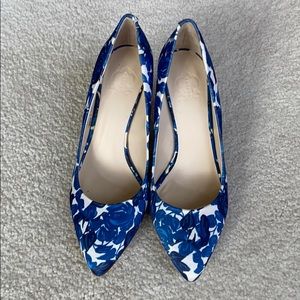 Blue floral pumps